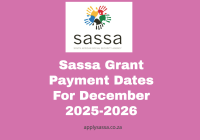 Sassa Grant Payment Dates For December 2025-2026