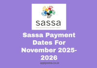 Sassa Payment Dates For November 2025-2026