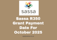 Sassa R350 Grant Payment Date For October 2025