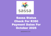 Sassa Status Check For R350 Payment Dates For October 2025